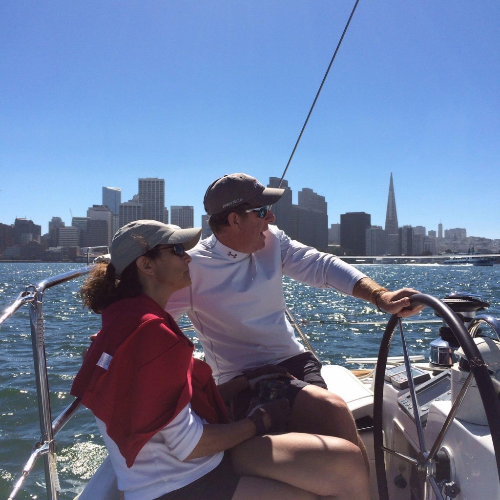 Fred and his wife, Alice, cruising on San Francisco Bay.